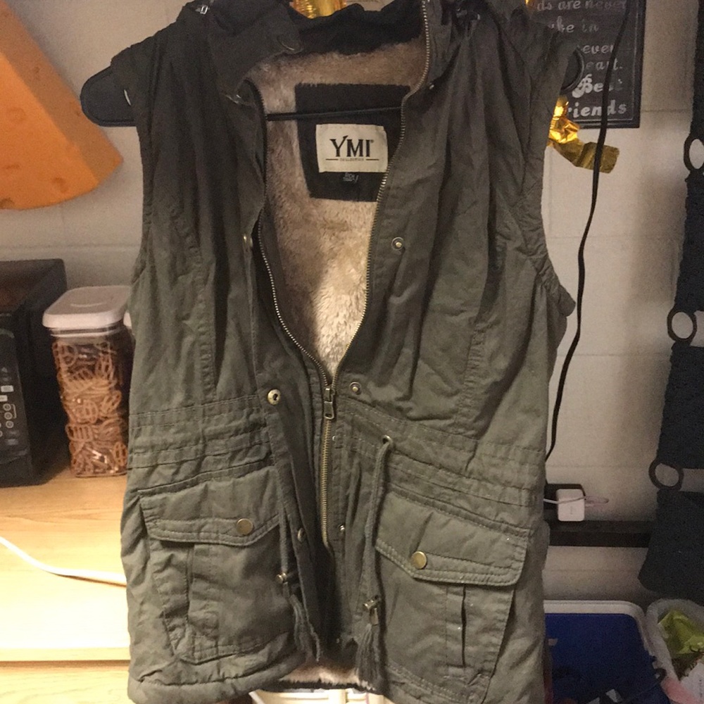 Women’s or Girl’s Fuzzy Dark Green Vest